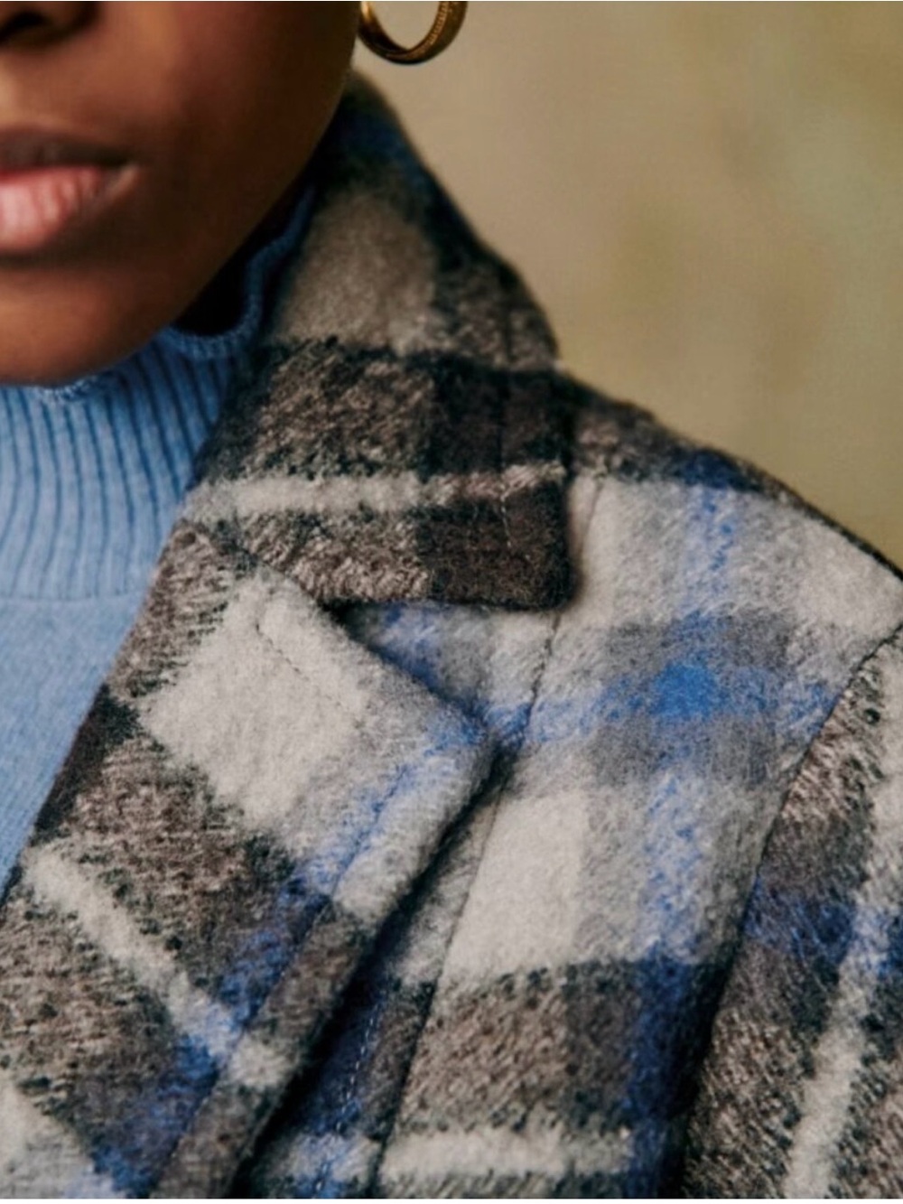 NWT Sezane Viktor Coat Prairie Check size 2 runs large - Picture 5 of 6
